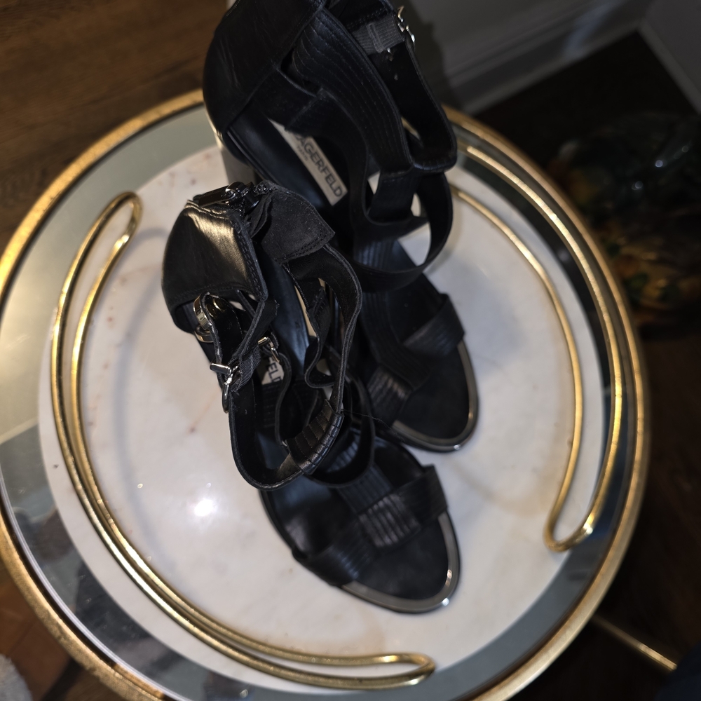 Karl Lagerfeld Black Strappy Heels